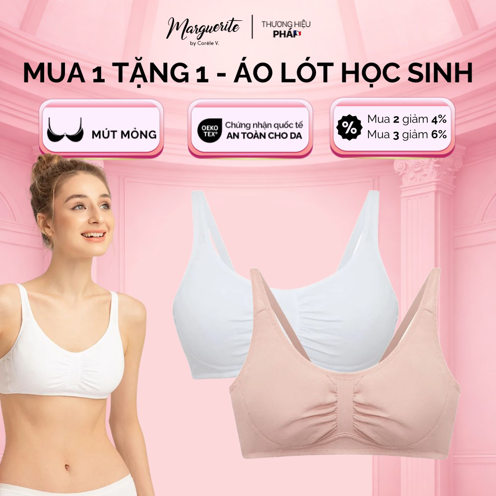 [ซื้อ 1 แถม 1] COMBO 2 บราสําหรับสาววัยแรก ฟองบางไม่มีโครง Cotton มาตรฐาน OEKO-TEX | CORÈLE TE135