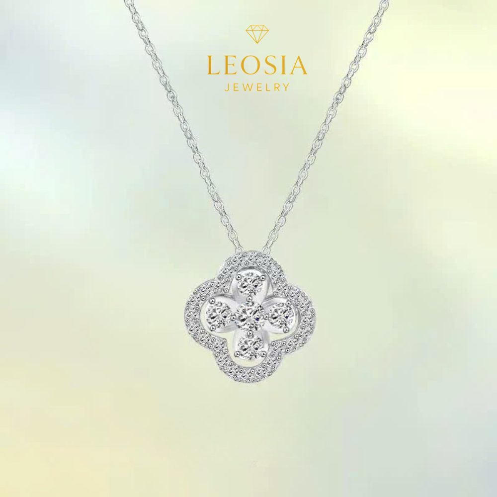 LEOSIA JEWELRY LSA02 สร้อยคอผู้หญิงโคลเวอร์สี่ใบเคลือบทองพร้อมดีไซน์หรูหราและหรูหรา