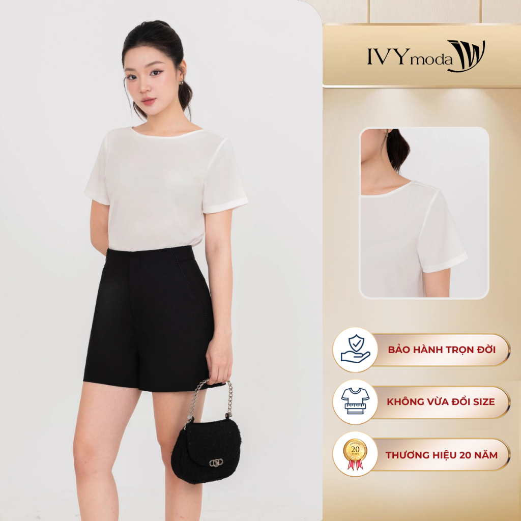 เสื้อคอกลมลูกไม้ เสื้อยืดผู้หญิง streetwear โมเดิร์นหรูหรา IVY moda MS 57B0560
