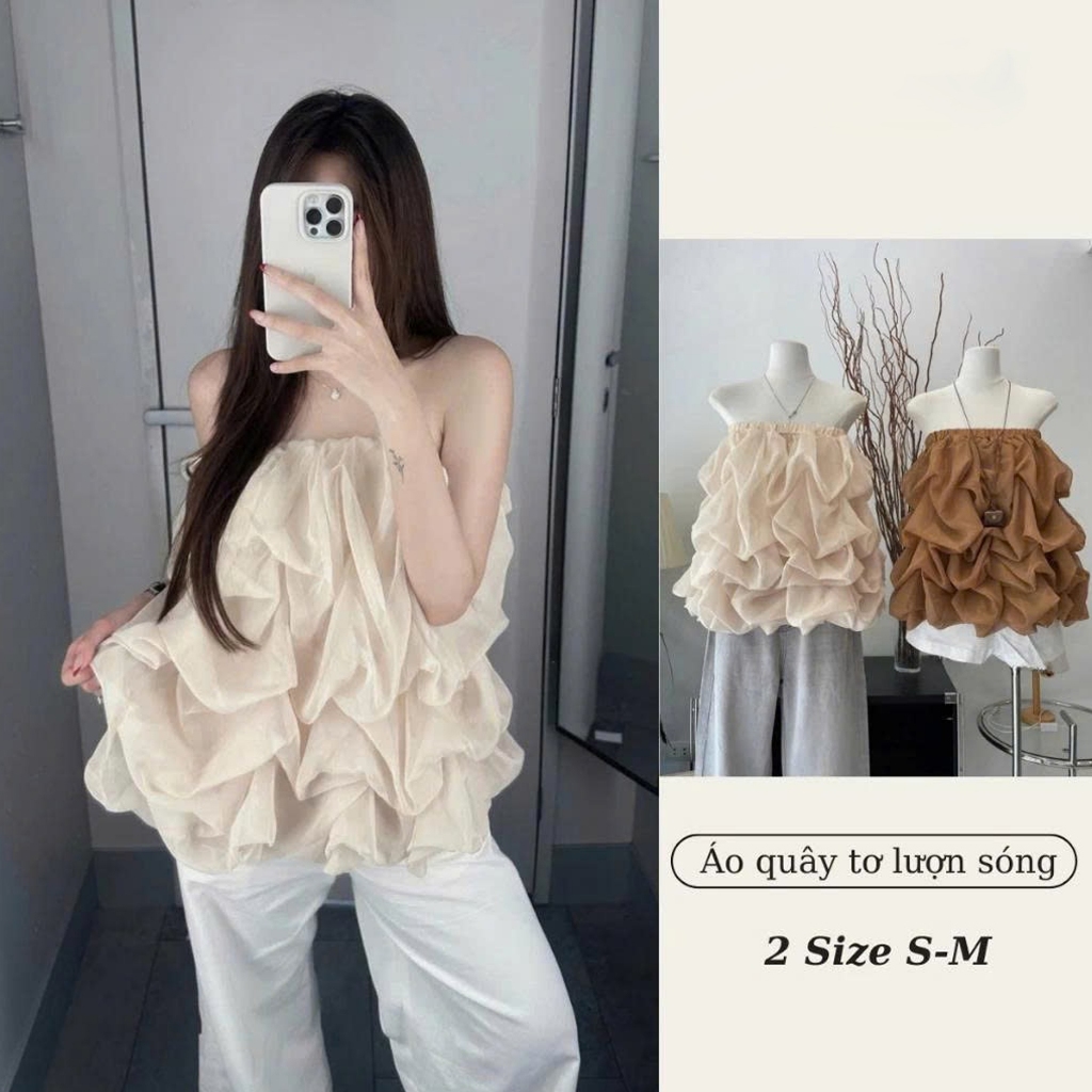 (มีจําหน่าย L1) เสื้อเบลาส์เกาะอกผ้าไหมหยักสุดหรูสําหรับผู้หญิง, เสื้อเกาะอกเป็นชั้นเกาหลี BUN222