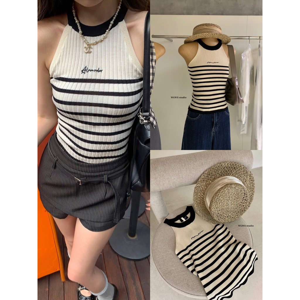Leva Studio x WGWE | เสื้อสเวตเตอร์คอปกลายทาง