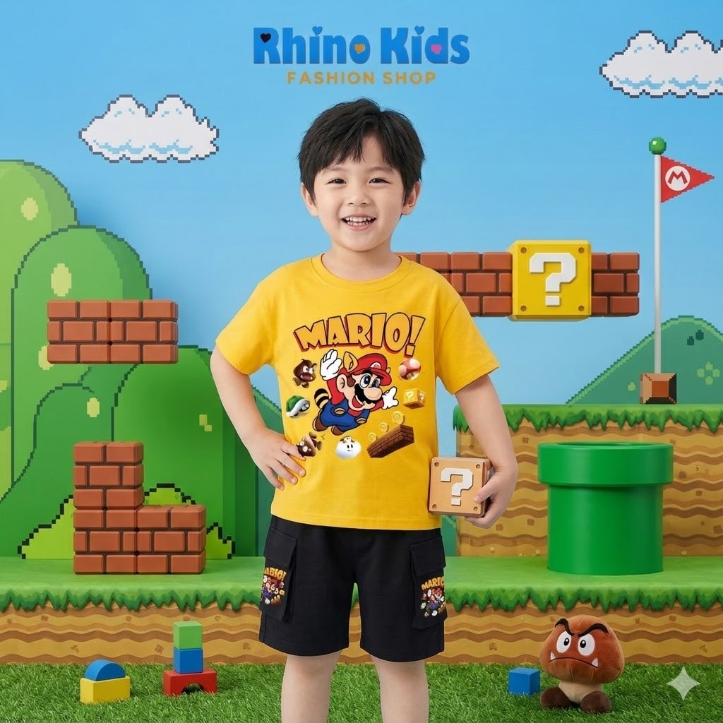 RHINO KIDS FASHION SHOP _ สูทเด็กชายพร้อมกล่องผ้าฝ้าย 4 ทิศทาง made in Vietnam DH403