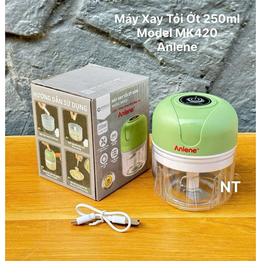 Mishio mk420 เครื่องบดกระเทียมและพริกขนาดเล็ก, อาหารเด็ก 250 มล., เครื่องปั่นแบบชาร์จ usb Hkm นมแอนล