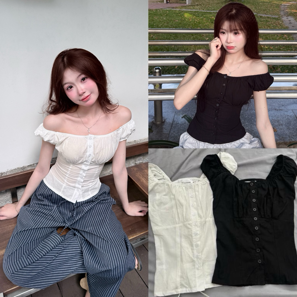 KIMIE TOP - เสื้อเบลาส์ DEROSE ผูกด้านหลังไหล่สามารถสวมใส่ในผ้าธรรมดาหลายรูปแบบ