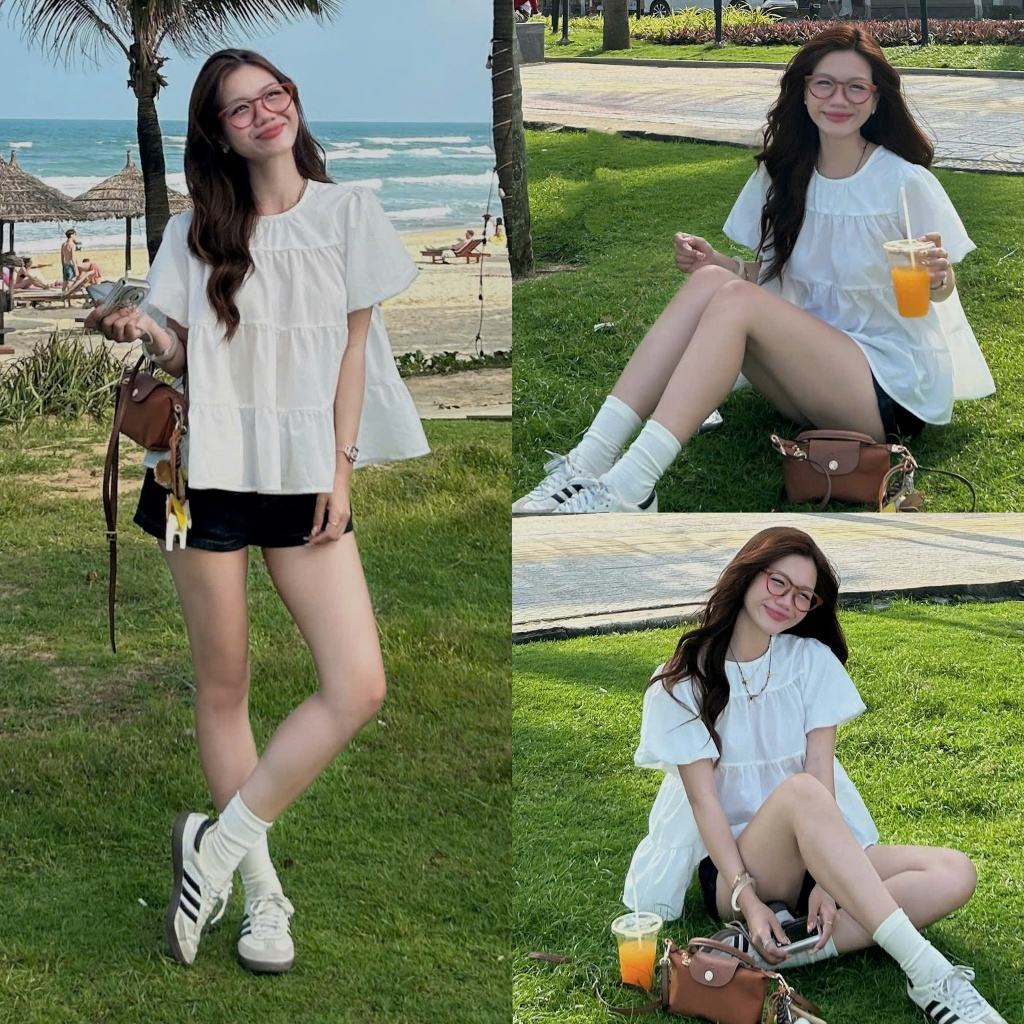 (OLDSCHOOL PHOTO) เสื้อเชิ้ต babydoll ผู้หญิง 3 ชั้น แขนบาน COOKIE BABYDOLL.