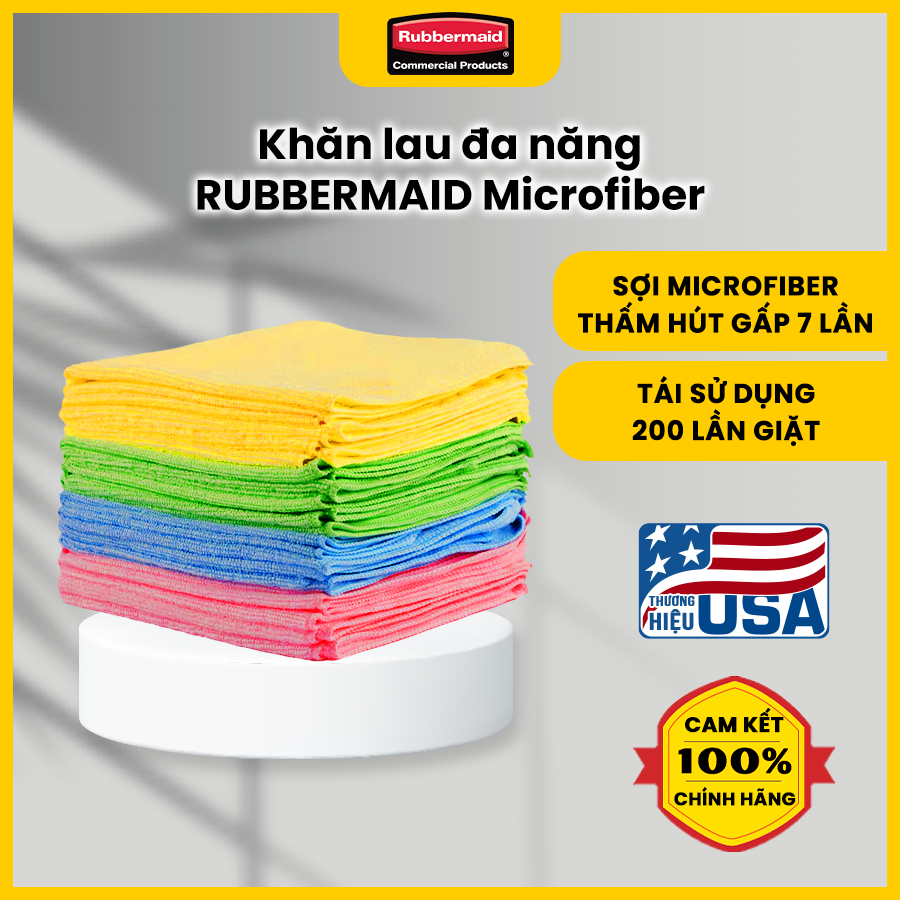 ผ้าขนหนูทําความสะอาดอเนกประสงค์ Rubbermaid พร้อมมาตรฐาน Microfiber HACCP คุณภาพสูง 1820581