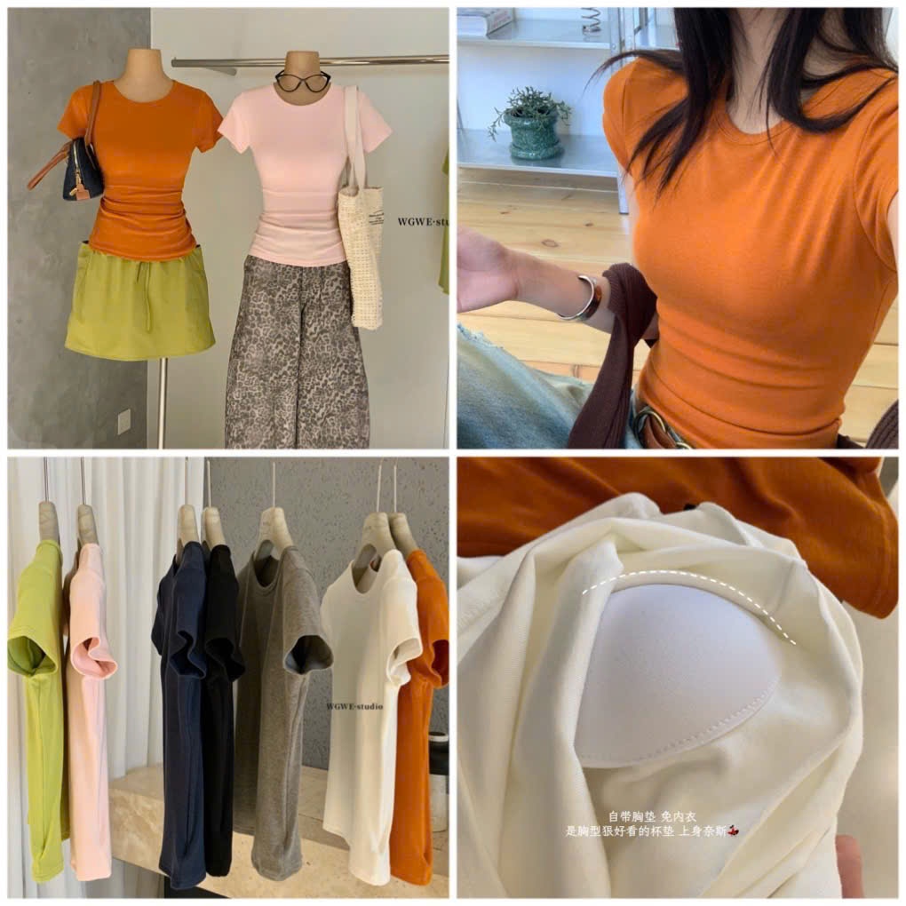 WGWE W8558 เสื้อยืดเอวยืดมีฟองน้ํา