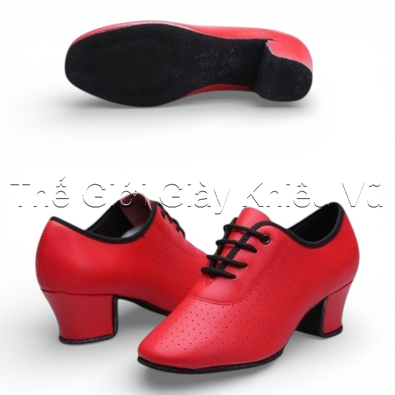 KDance T2 Dance Training Shoes Suede Seamless Sole ส้น 5.5cm (T2DKD) - สีแดง