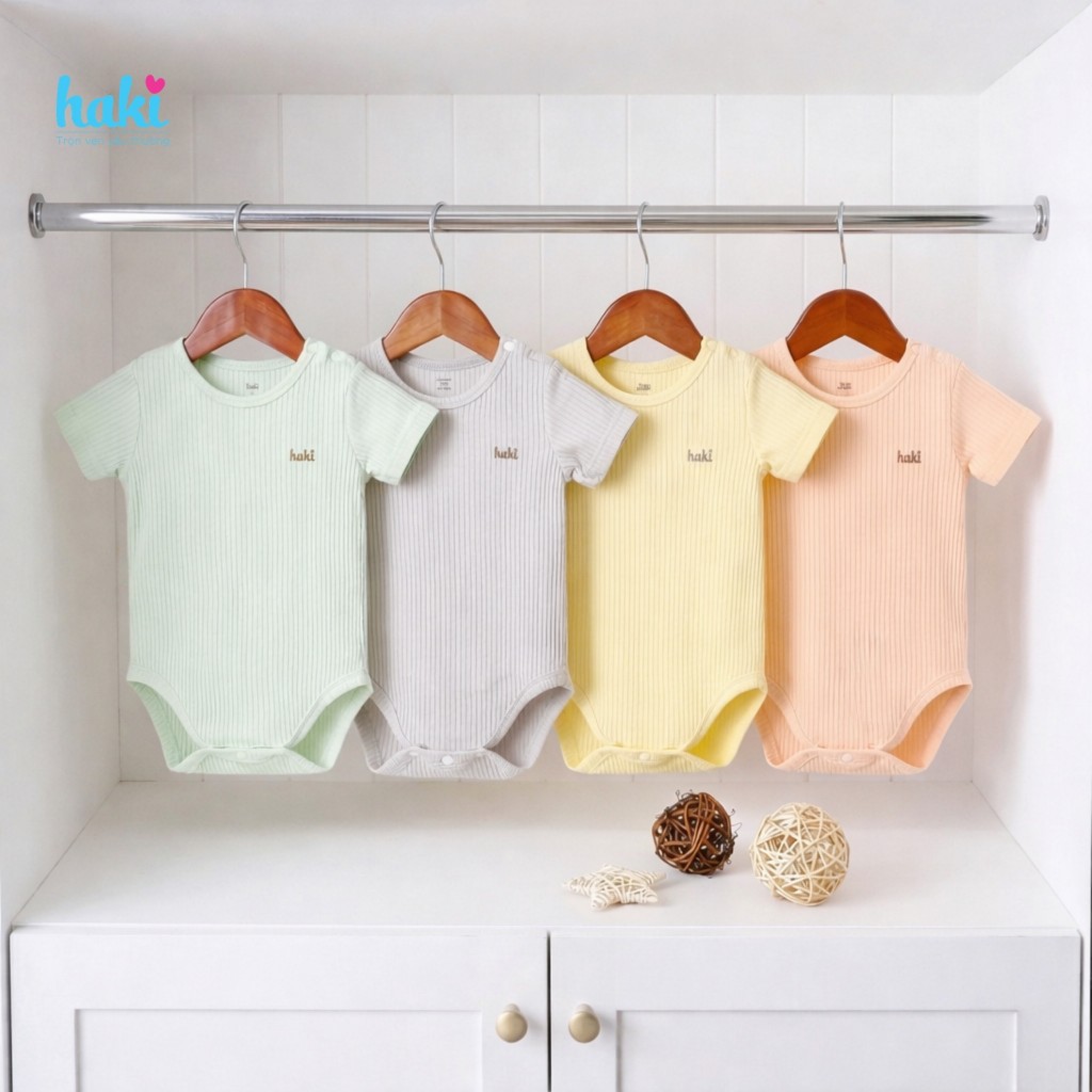ชุดบอดี้ชิปแขนกุดผ้า Modal นุ่มพิเศษสําหรับทารกแรกเกิด สินค้าส่งออกคุณภาพสูง HAKI BM008