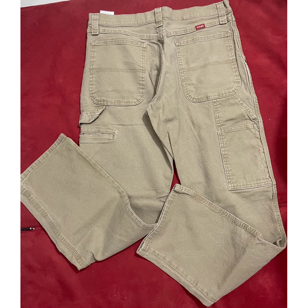 [สินค้ามือสองเหลือ 70-80%] Wrangler Cargo Khaki American pants สีครีม - เอว 88 ยาว 104 ซม. ประมาณไซส