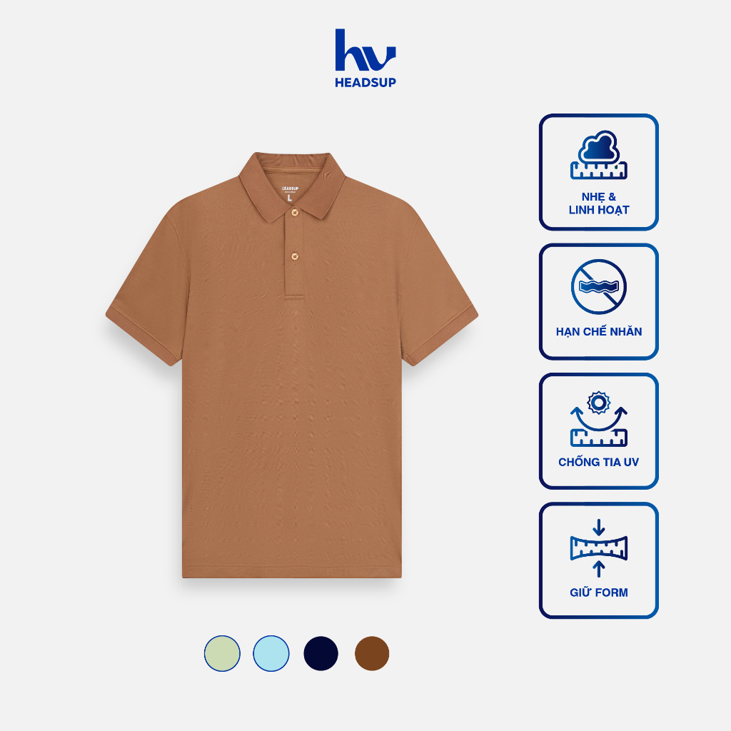 Headsup Ezfit เสื้อโปโลแขนสั้นผู้ชาย สีน้ําตาล - HU26EZP1NA