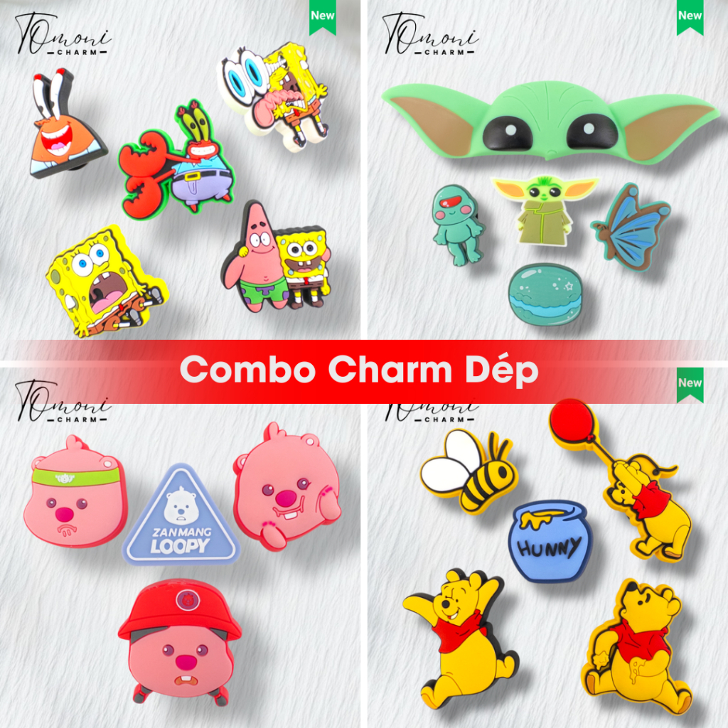 Tomoni Slipper Charm Set, PVC Slipper Sticker Fashion Slipper Accessories หลายธีมน่ารัก vhm129
