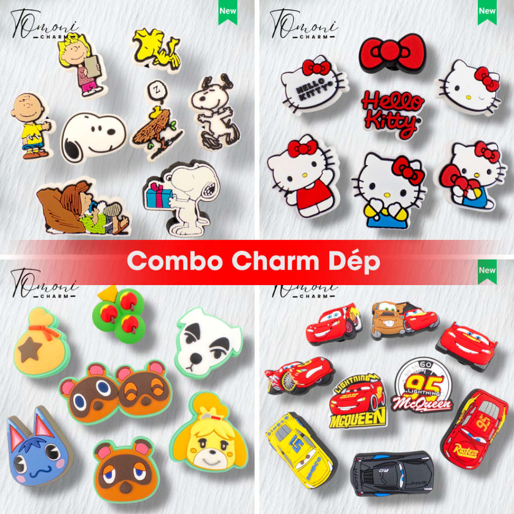 Tomoni Slipper Charm Set, PVC Slipper Sticker Fashion Slipper Accessories หลายธีมน่ารัก vhm128