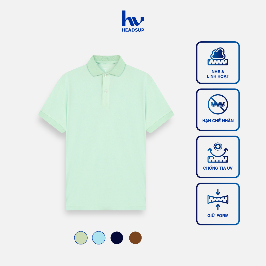 Headsup Ezfit เสื้อโปโลแขนสั้นผู้ชาย สีเขียวมิ้นท์ - HU26EZP1XM