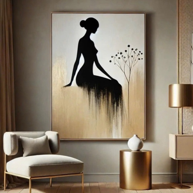 Minimalist Art Girl Wall Painting CG8 – ผ้าใบ/กระจก – พร้อมกรอบ – พร้อมเล็บแขวนสําหรับตกแต่งห้องนั่ง