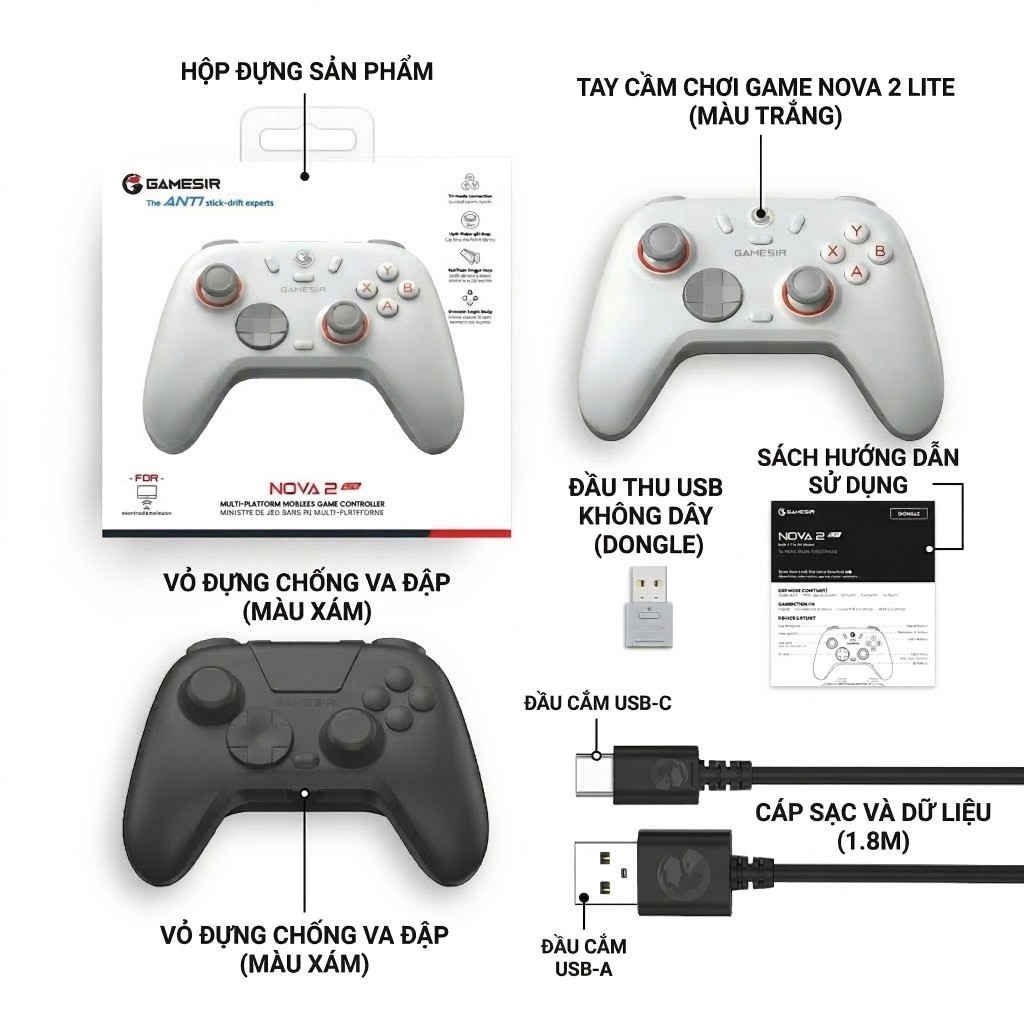GameSir Nova 2 Lite รุ่น 2026, อุปกรณ์เสริมเต็มรูปแบบ, Hall Effect, Macro, Trigger Lock