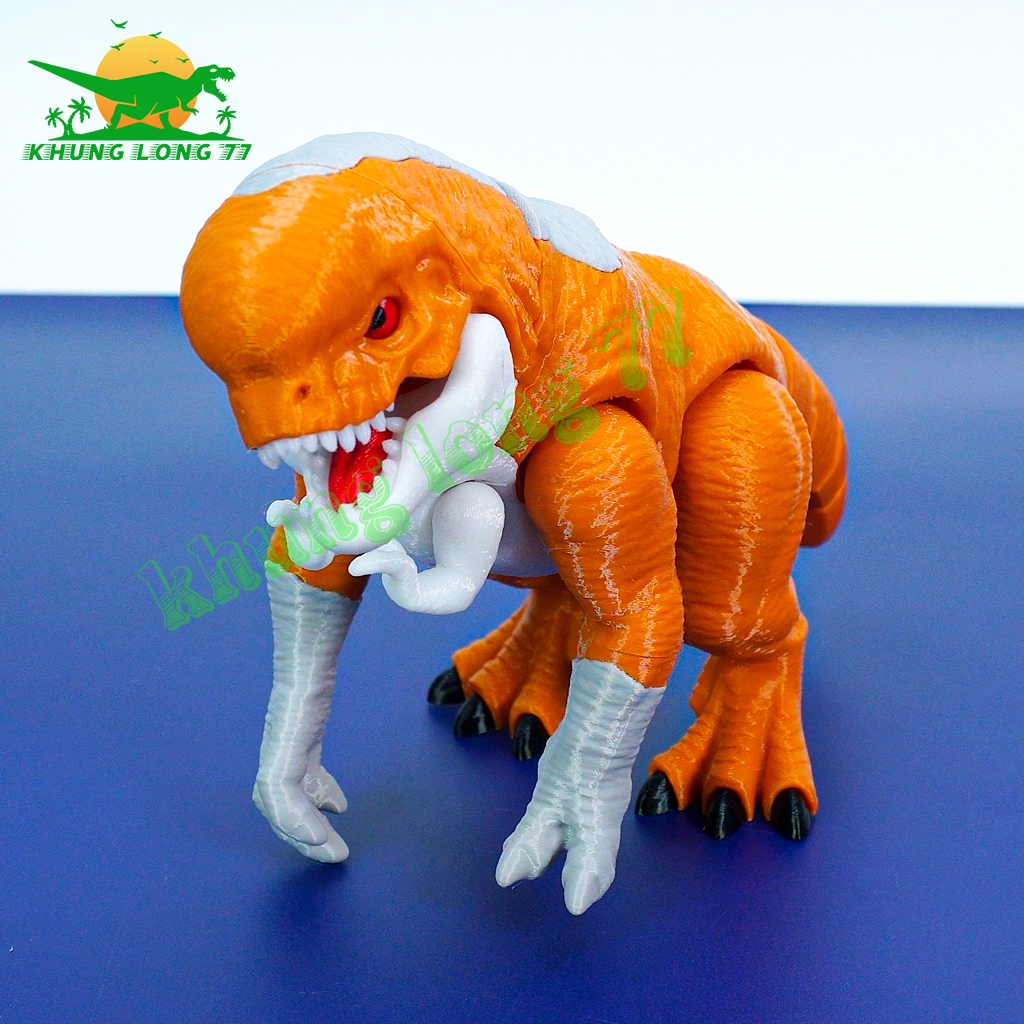 D-REX โมเดลไดโนเสาร์ 3D พิมพ์เป็นพลาสติกคุณภาพสูง ใหม่ สีส้มแรง DISTRUS REX | จูราสสิคเวิลด์ การเกิดใหม่