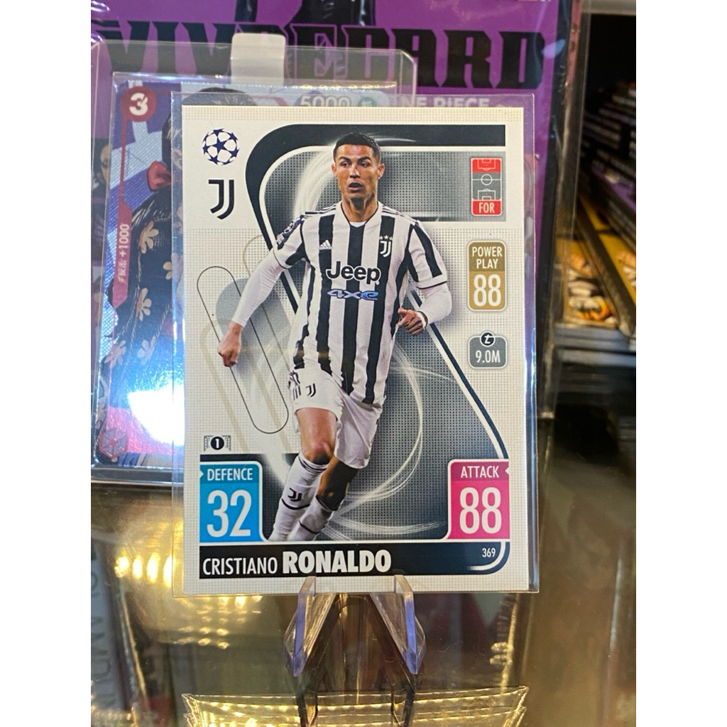 [SOLD เท่านั้นสําหรับจอแสดงผล]การ์ดผู้เล่นในตํานาน Cristiano Ronaldo Topps Match Attax 2021-22 Juven