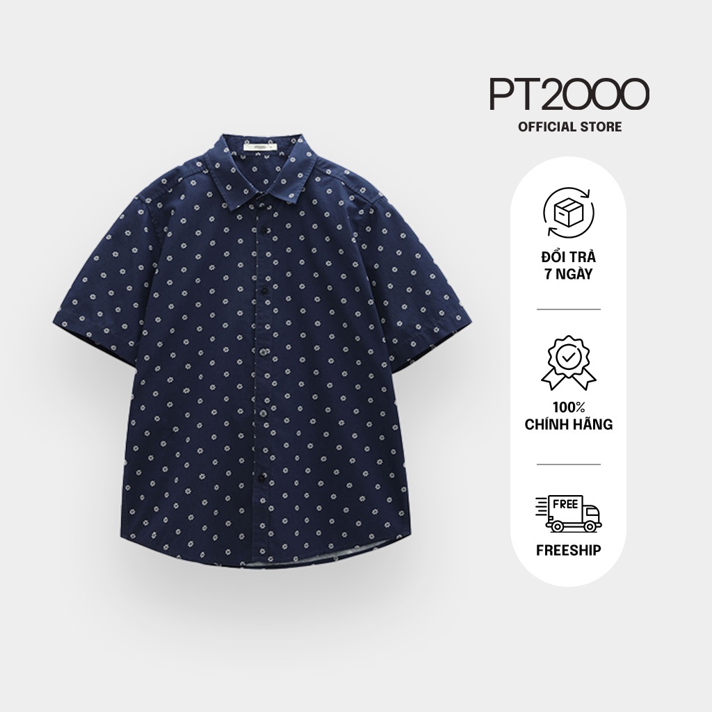 เสื้อเชิ้ตลายแขนสั้นผู้ชาย PT2000 ผ้าคอตตอนเท่ๆ (SMM-N930)
