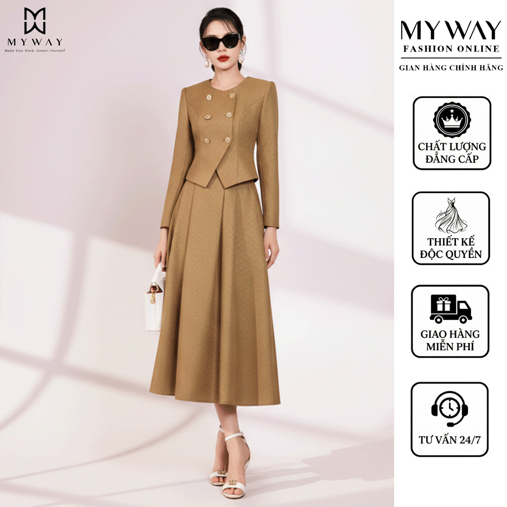 MY WAY เสื้อกั๊กคุณภาพสูงสั้น V คอ Stylized Diagonal Flap 3MVB0949 - 3MCXB250 - DE0