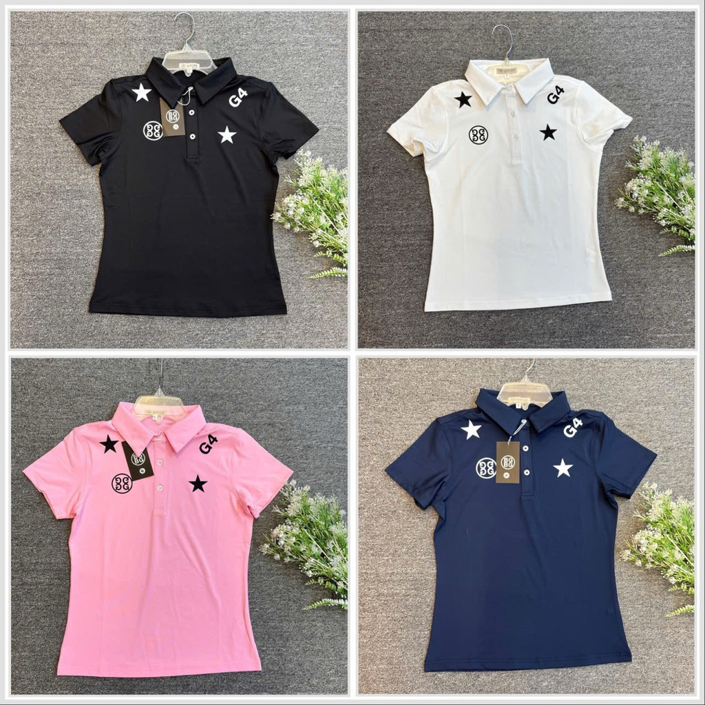 เสื้อกีฬาแบดมินตันเทนนิสกอล์ฟ ดองบอล ผู้หญิง เป็นยางยืดที่นุ่มลื่นเย็นซับเหงื่อให้ทรงสวย