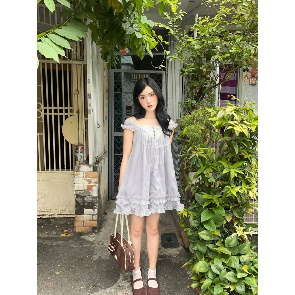 Ceci Cela - ชุดเดรส babydoll พร้อมกางเกงป้องกัน Aqua