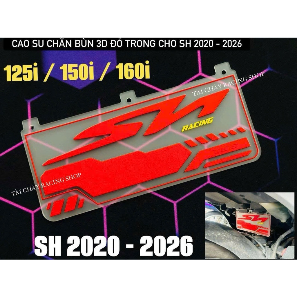 [ 1 แผ่น ] TRANSPARENT RED 3D REAR Fender RUBBER MOUNTED SH 125i / 150i / 160i 2020 - 2025