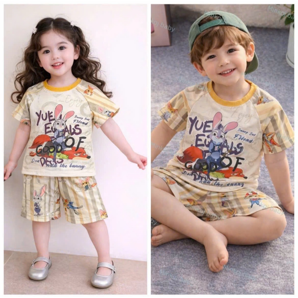 COMBO 4 ชุดเย็น TISSUES สําหรับ BOYS AND GIRLS พิมพ์ด้วยหมาป่าและ RABBIT 7-25KG