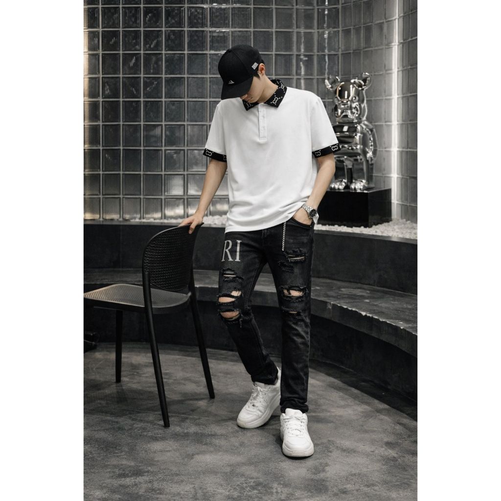 AMIRI MENS BLACK LEATHER BODY JEANS SUPER BEAUTIFUL