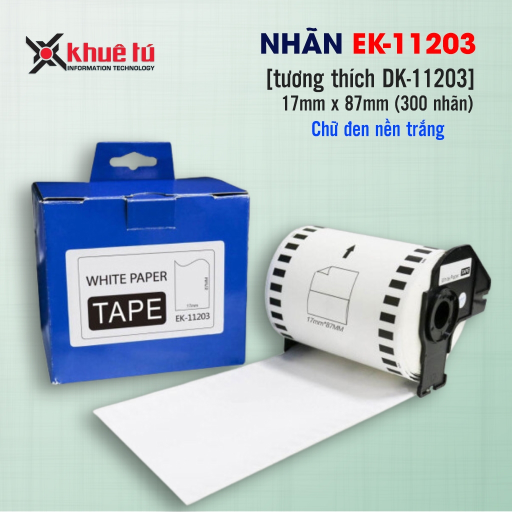 ป้ายพิมพ์ลาย EK-11203 / ข้อความสีดําพื้นขาว / ใช้ได้กับป้าย Brother DK-11203