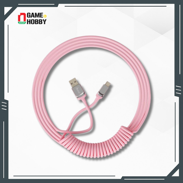 AKKO COILED CABLE MECHANICAL KEYBOARD SPIRAL CABLE - สีชมพูของแท้
