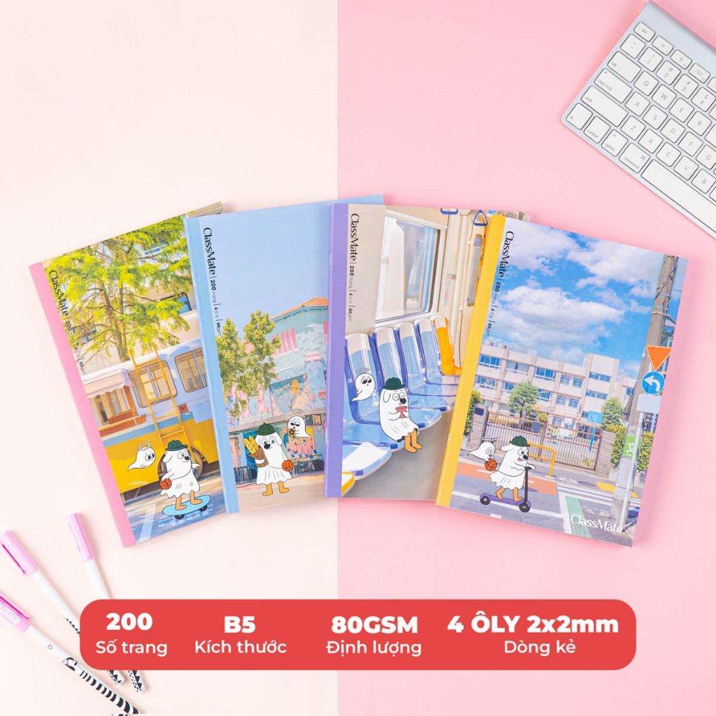 B5 CLASSMATE O Ly Notebook 200 หน้า 80 GSM การ์ตูนน่ารัก O Ly Notebook, กระดาษหนาสําหรับฝึกคัดลายมือ