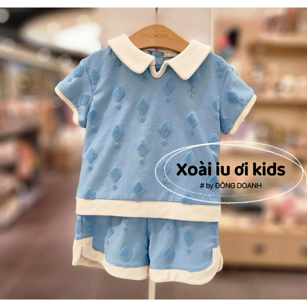 [RMK] ชุดคอโมอิสีน้ําเงินและขาวสําหรับเด็ก - MANGO IU OI KIDS