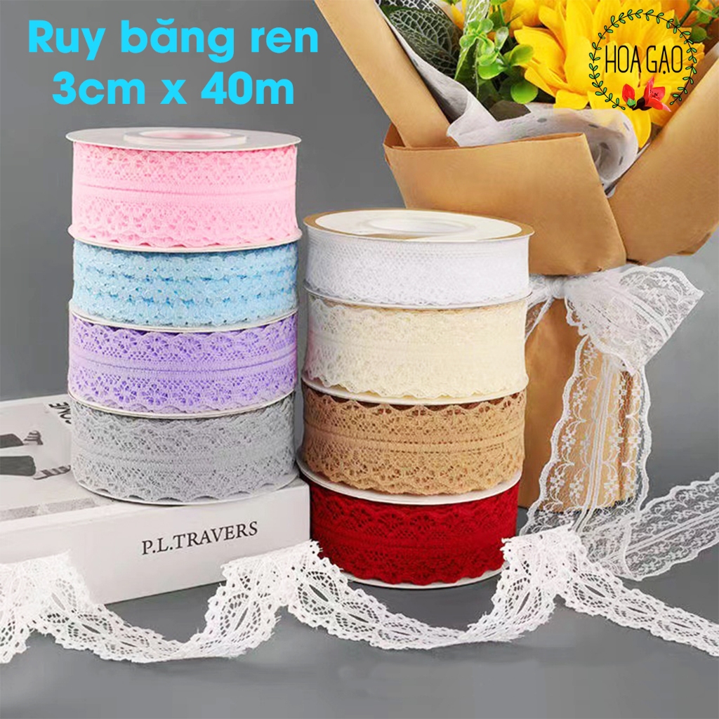 40Met Mesh Lace Ribbon Roll with Rounded Pattern 3cm