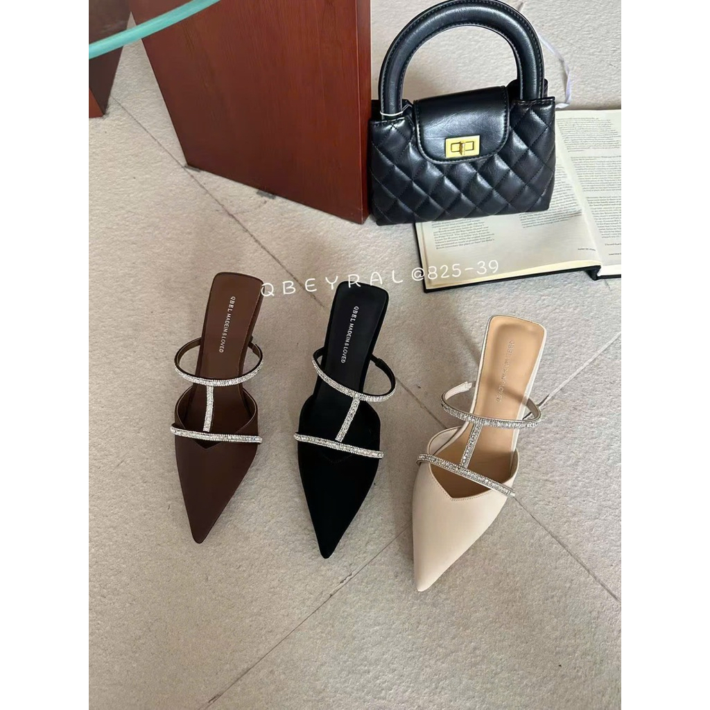 LunaClassy Stone Lace Pointed Toe Shoes Fullbox Qc LS543FS