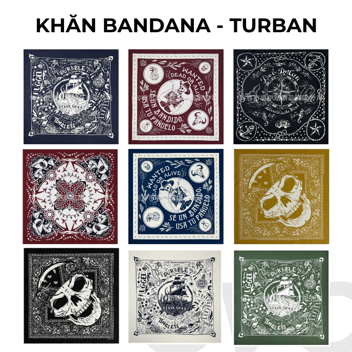 Bandana - ผ้าโพกหัวผ้าฝ้ายลาย Classic Paisley ขนาด 54x54cm - CVO STUDIO