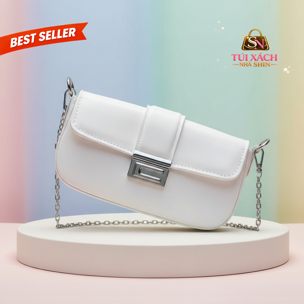 [ NS02 ] HAPAS SLIM LEATHER SHOULDER BAG E-LOCK - มองกระเป๋าและดูท้องฟ้าน่ารัก