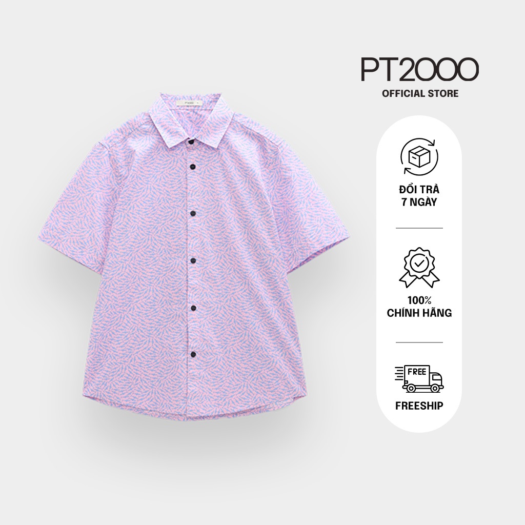 เสื้อเชิ้ตแขนสั้นผู้ชายลาย PT2000 ผ้าคอตตอนเท่ๆ (SMM-N927)