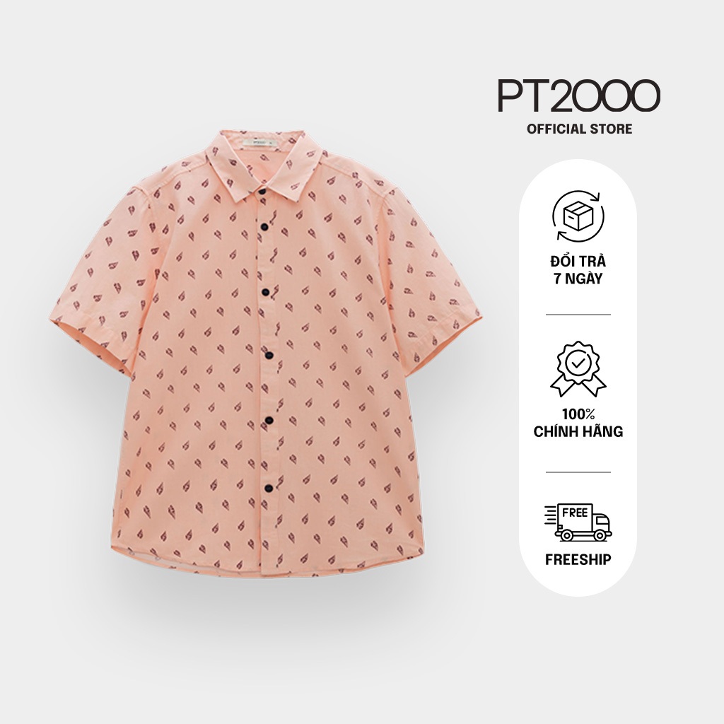 เสื้อเชิ้ตแขนสั้นผู้ชายลาย PT2000 ผ้าคอตตอนเท่ๆ (SMM-N928)