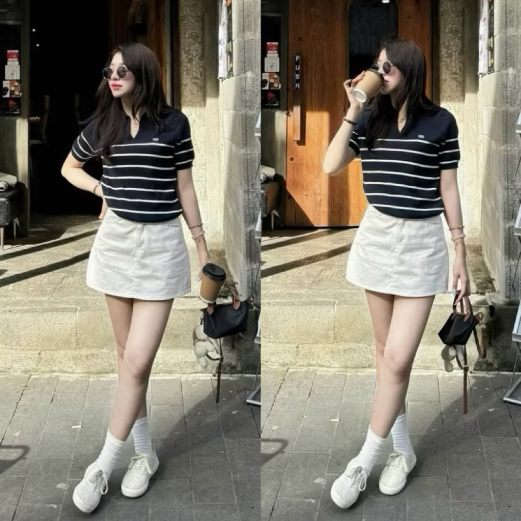 (OLDSCHOOL PHOTO) กระโปรง SOFT KAKI แบบสั้นพร้อมกางเกงด้านในสําหรับผู้หญิง m506