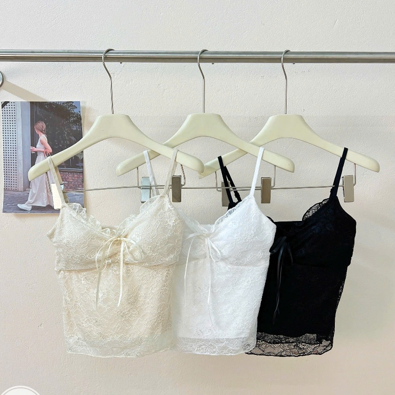 Lady Lace Bra with Bow - Coquette Freesize Hot Trend Style Soft Lace 2-String Bra