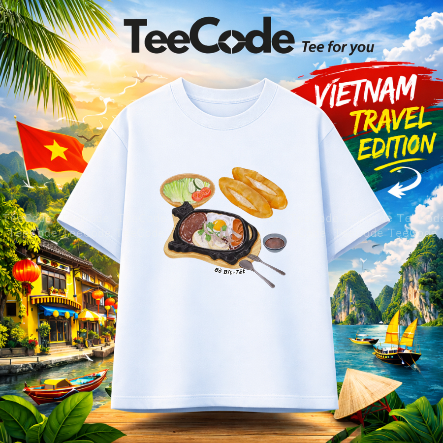 เสื้อยืดเวียดนาม Bit-Tet Food Taste of Vietnam Loose Form Men and Women Local Brand Teecode