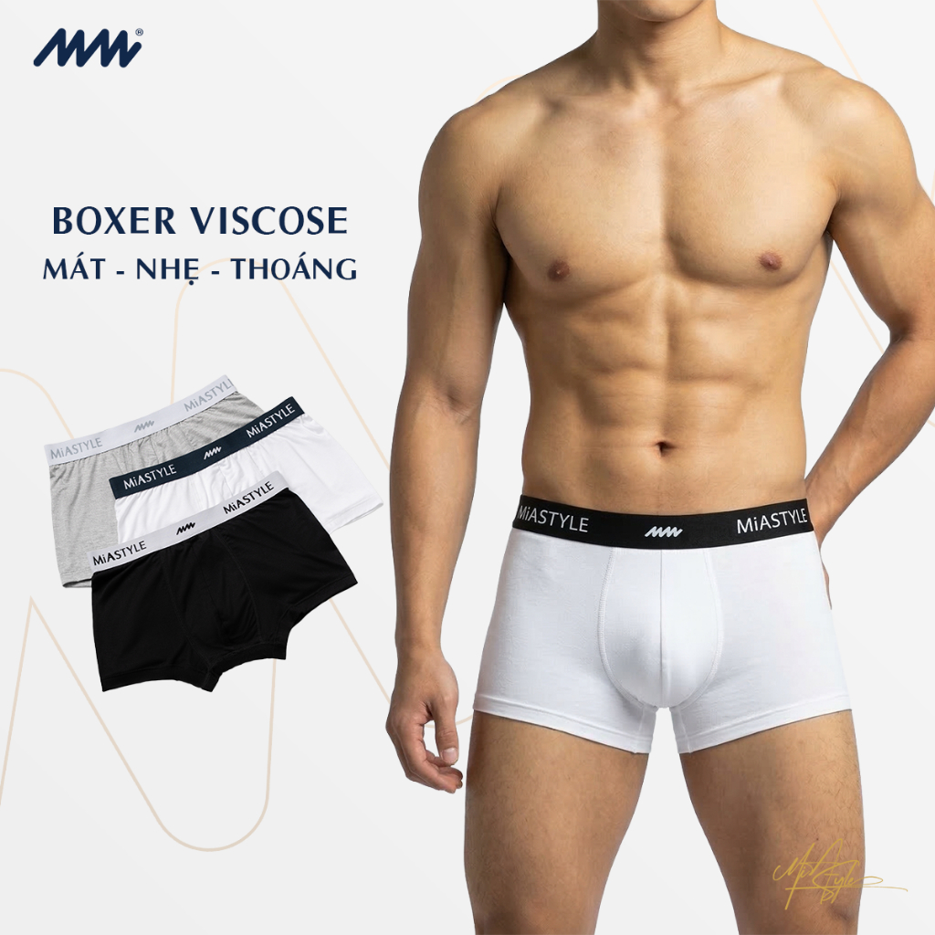 กางเกงชั้นในบ็อกเซอร์ชาย MiA Style ผ้าวิสโคส นุ่ม ระบายอากาศได้ดี ระบายอากาศได้ดี สวมใส่สบาย QL001