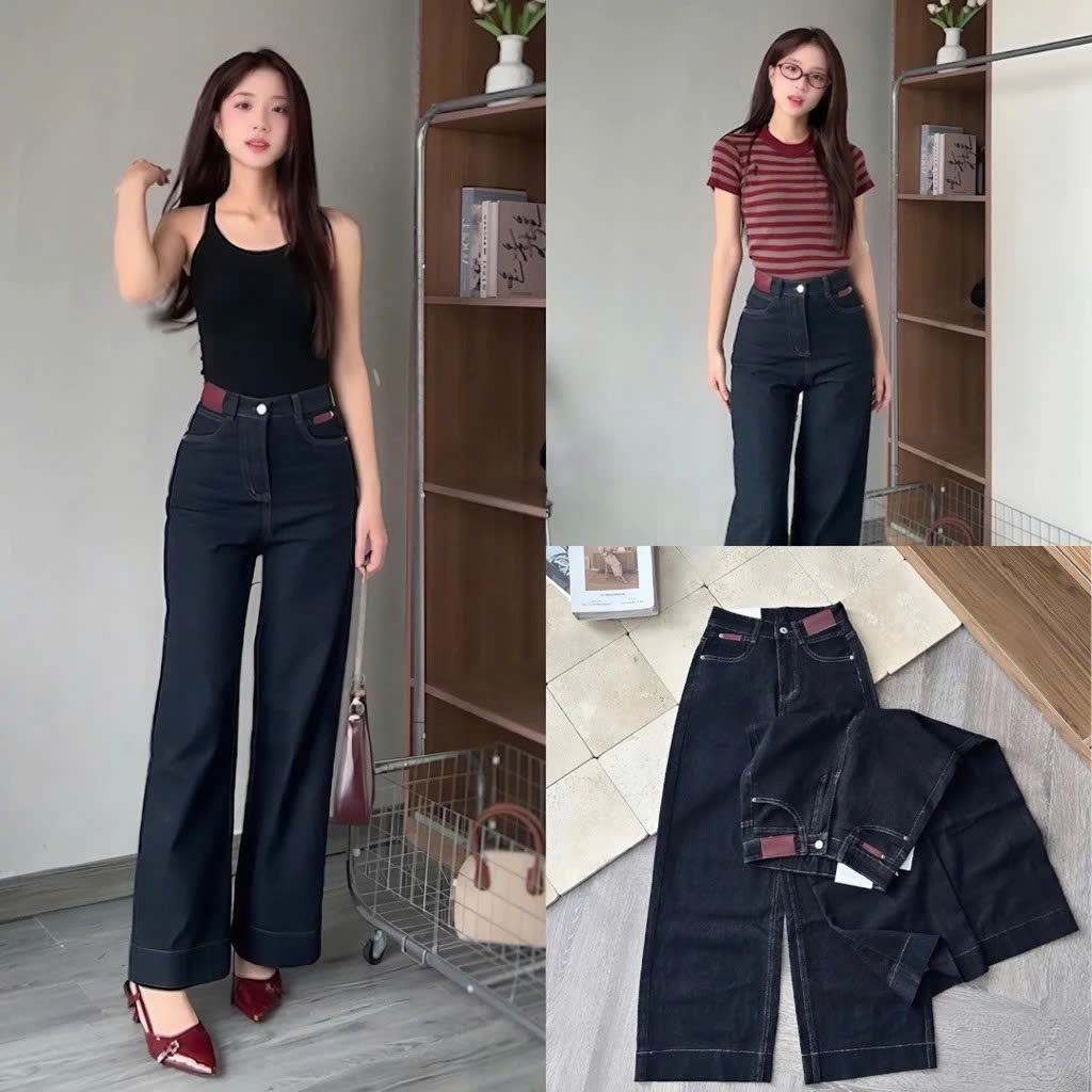 BEAUTIFUL FABRIC RED STRAIGHT JEANS 97cm/102cm MEDIUM TUBE 8256 8302 - โงคดิพวูสโตร์