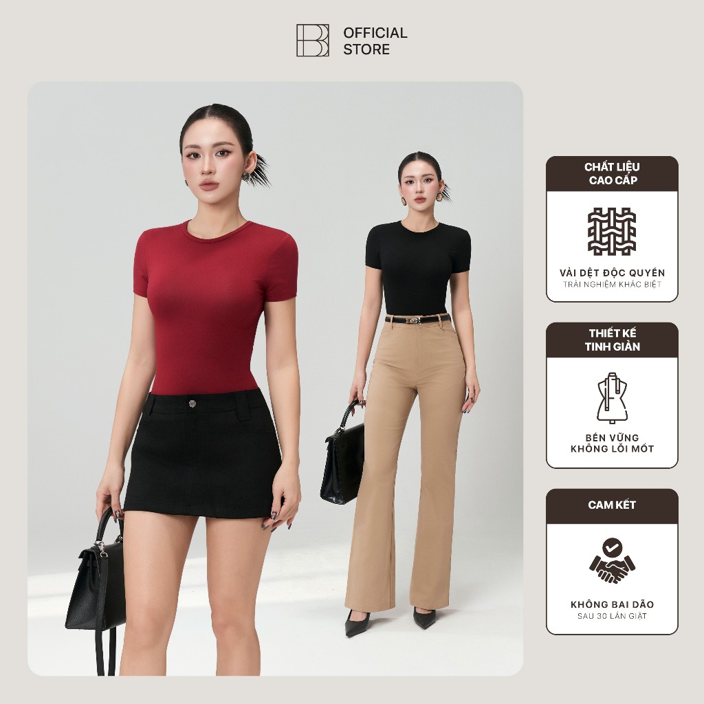 [ใหม่] BUSHY เสื้อเชิ้ตคอกลมแขนสั้นลําลองผู้หญิง NT57T