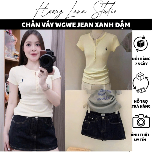 DARK BLUE BROWN JEAN SKIRT