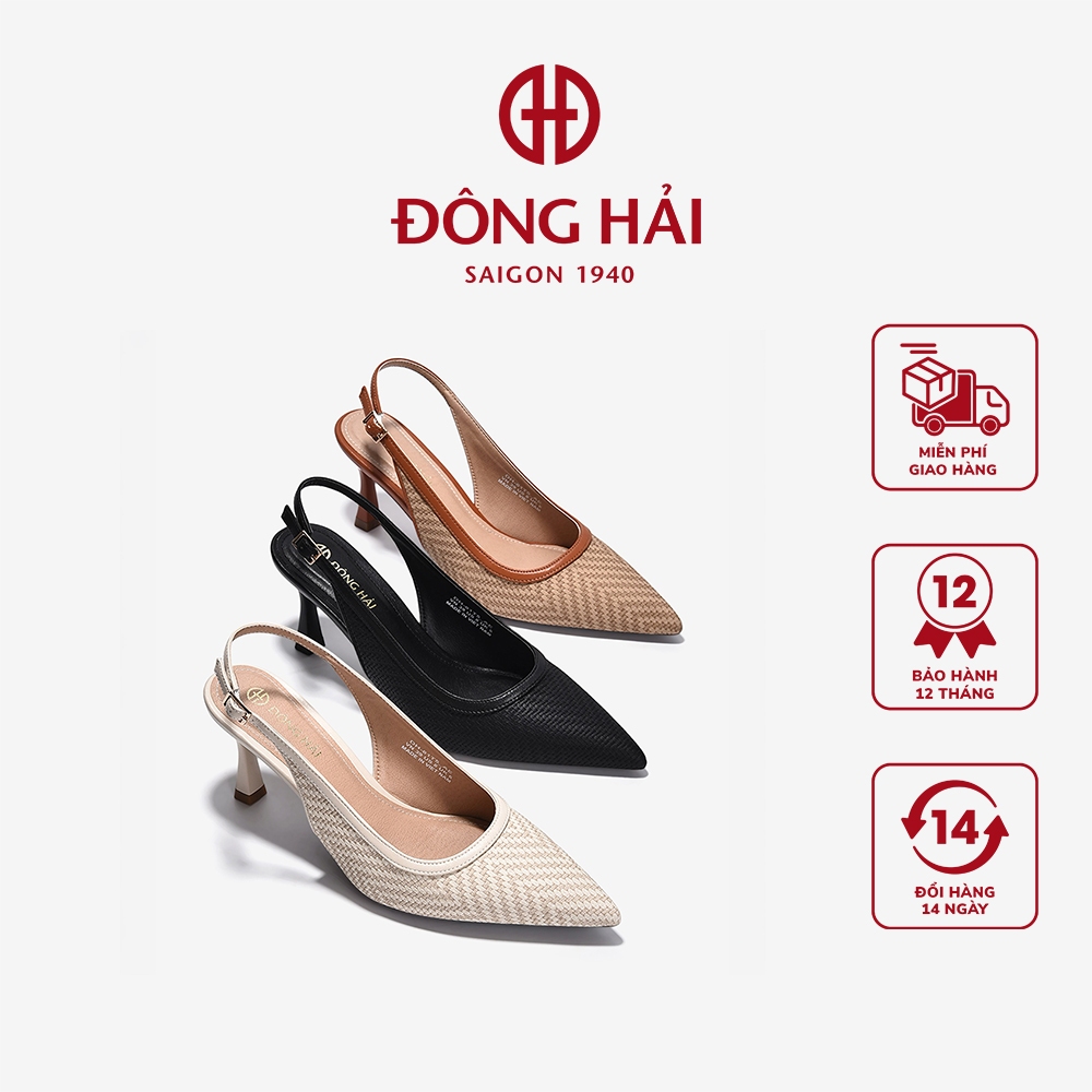 Dong Hai Open Heel Slingback Shoes with Knit Straps in Modern Office Color Mix - G81T5
