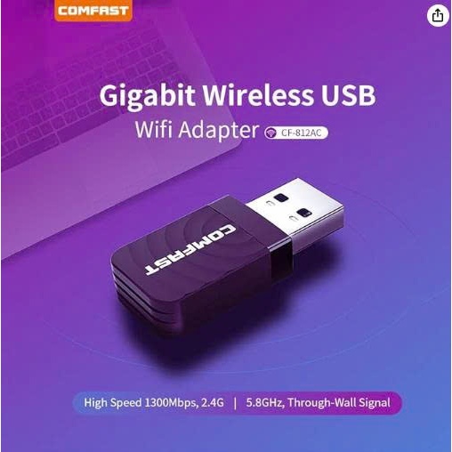 COMFAST อะแดปเตอร์ USB Wifi Dual Band CF-812AC, 2 ปี, ภาษีมูลค่าเพิ่มเต็มรูปแบบ