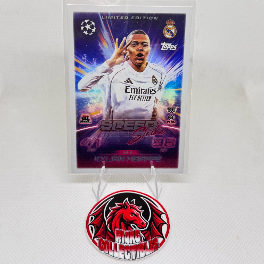 [EXCLUSIVE] Mbappe Speed Strike LE Topps Match Attax 2025/26 Player Card (ฟรีการ์ดสุ่ม + toploader +