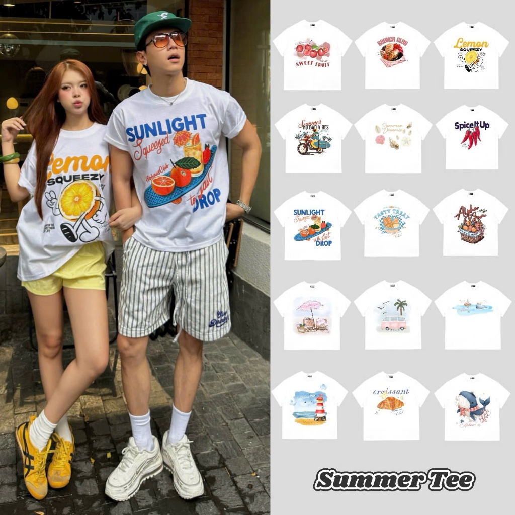 AB HOUSE - SUMMER เสื้อยืด Boxy แฟชั่นผู้ชายและผู้หญิง